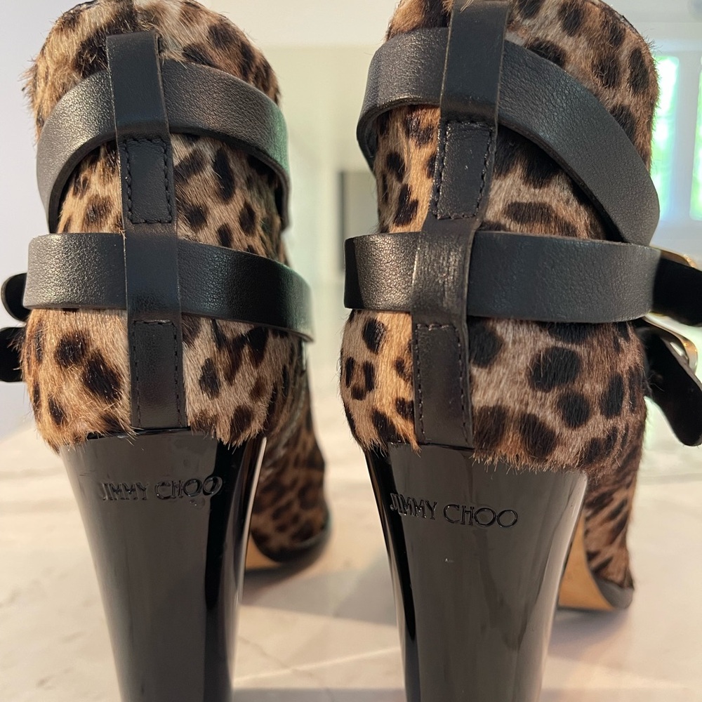 JIMMY CHOO Boots Ponyhair Animal Print Womens Size 40 /Us7.5-8 - Picture 5 of 10